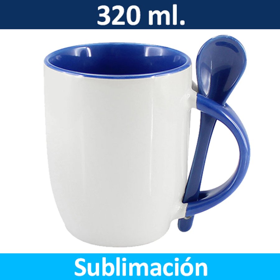 Mug Tazón Cerámica Sublimación con Caja Bicolor + Cuchara 99444 — foto 2