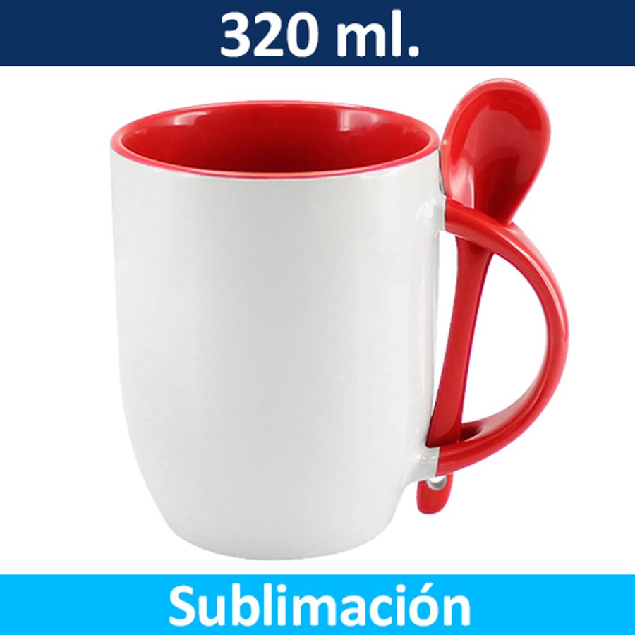 Mug Tazón Cerámica Sublimación con Caja Bicolor + Cuchara 99444 — foto 3