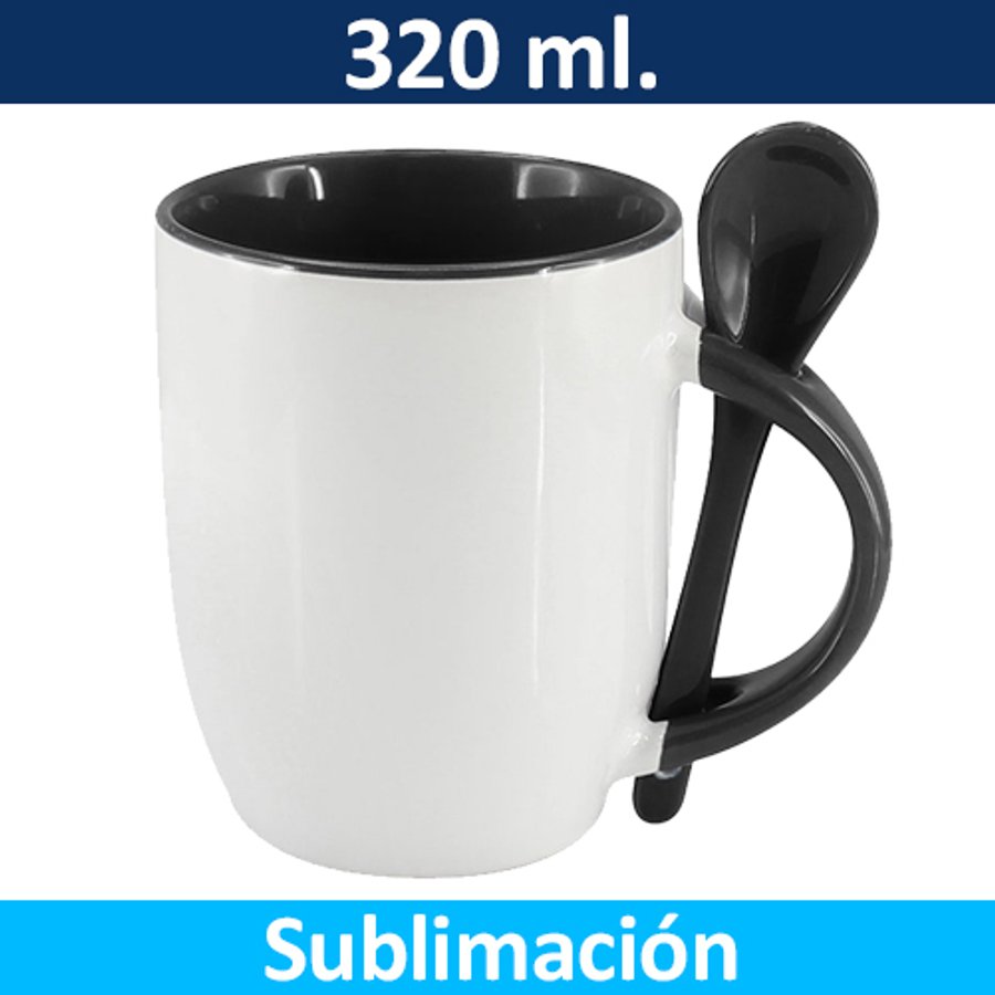 Mug Tazón Cerámica Sublimación con Caja Bicolor + Cuchara 99444 — foto 4