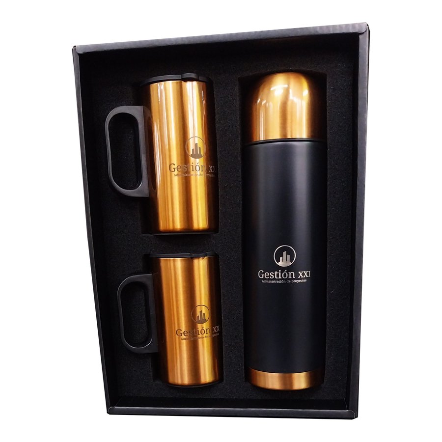 Set Botella Acero Inoxidable Térmica + mugs M74 ENCOBRIZADO — foto 4