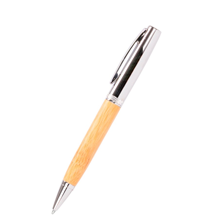 Bolígrafo metálico "AIRLIE" con grip de bamboo y estuche. — foto 2