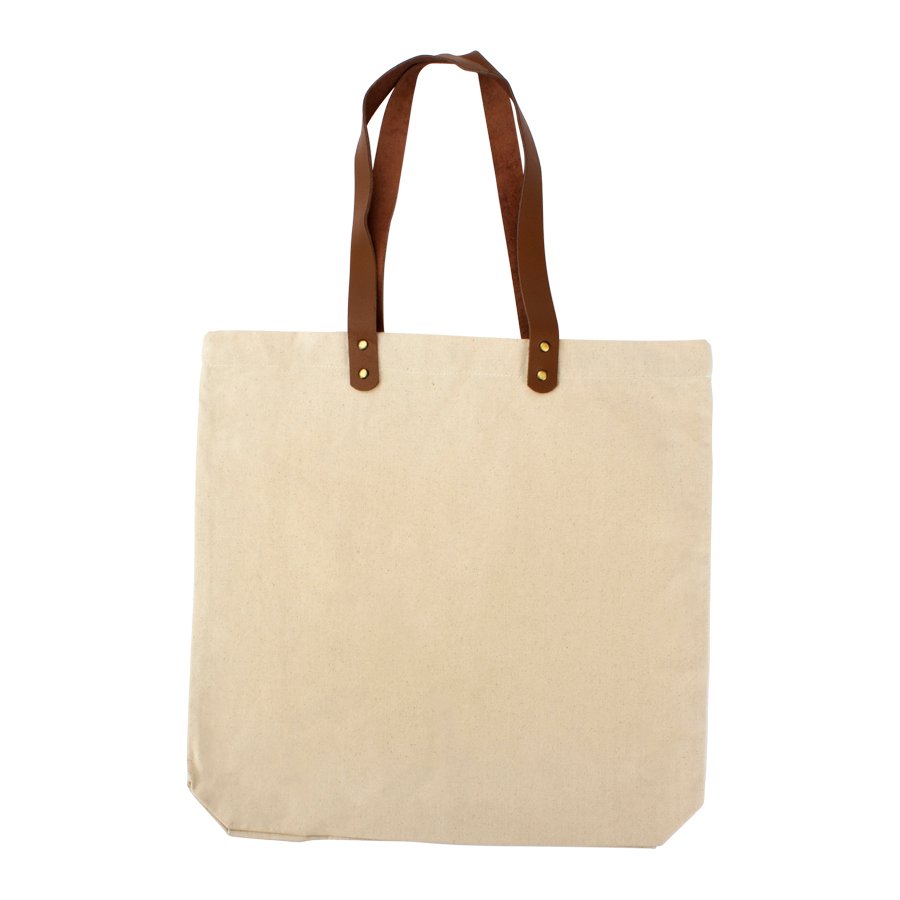 Bolsa de Compras 10oz Canvas asas Cuero — foto 2