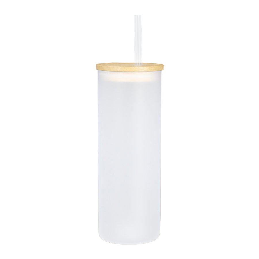 Botella Vidrio Borosilicato Sublimación, tapa Bamboo 500cc — foto 2