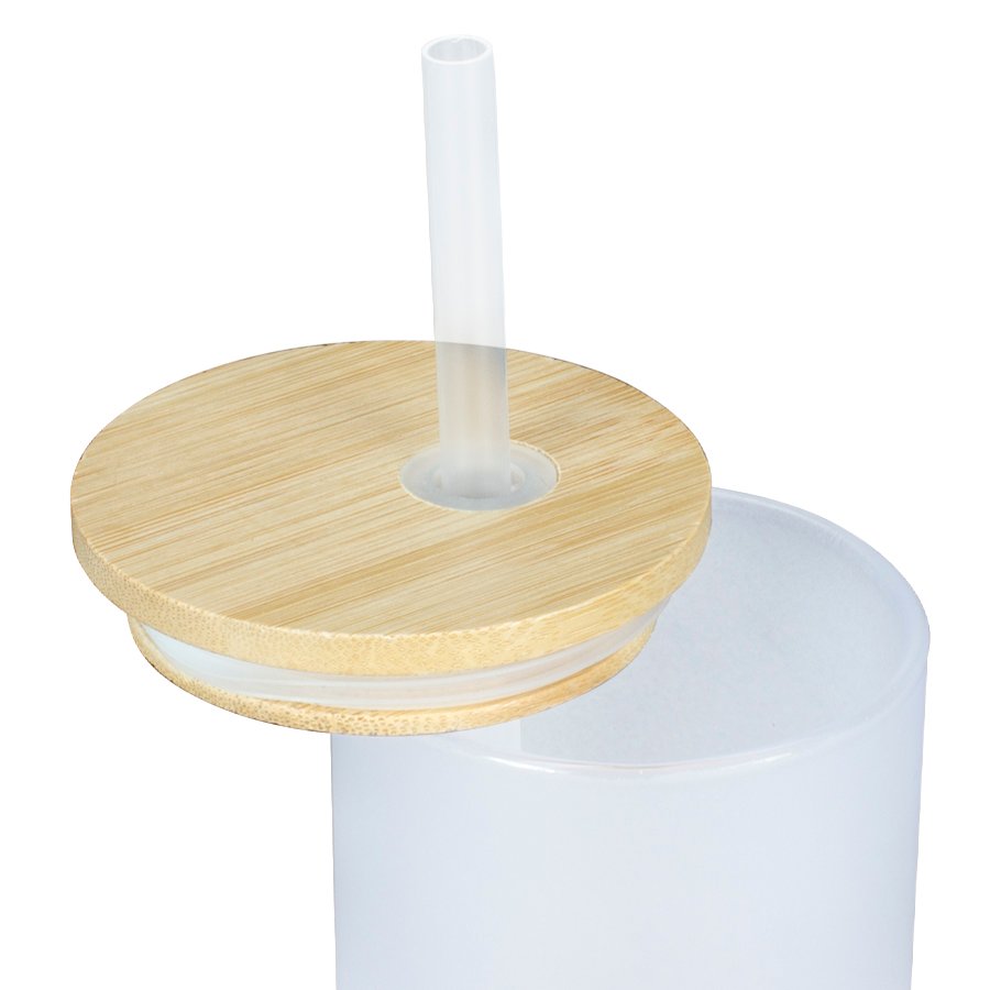 Botella Vidrio Borosilicato Sublimación, tapa Bamboo 500cc — foto 11