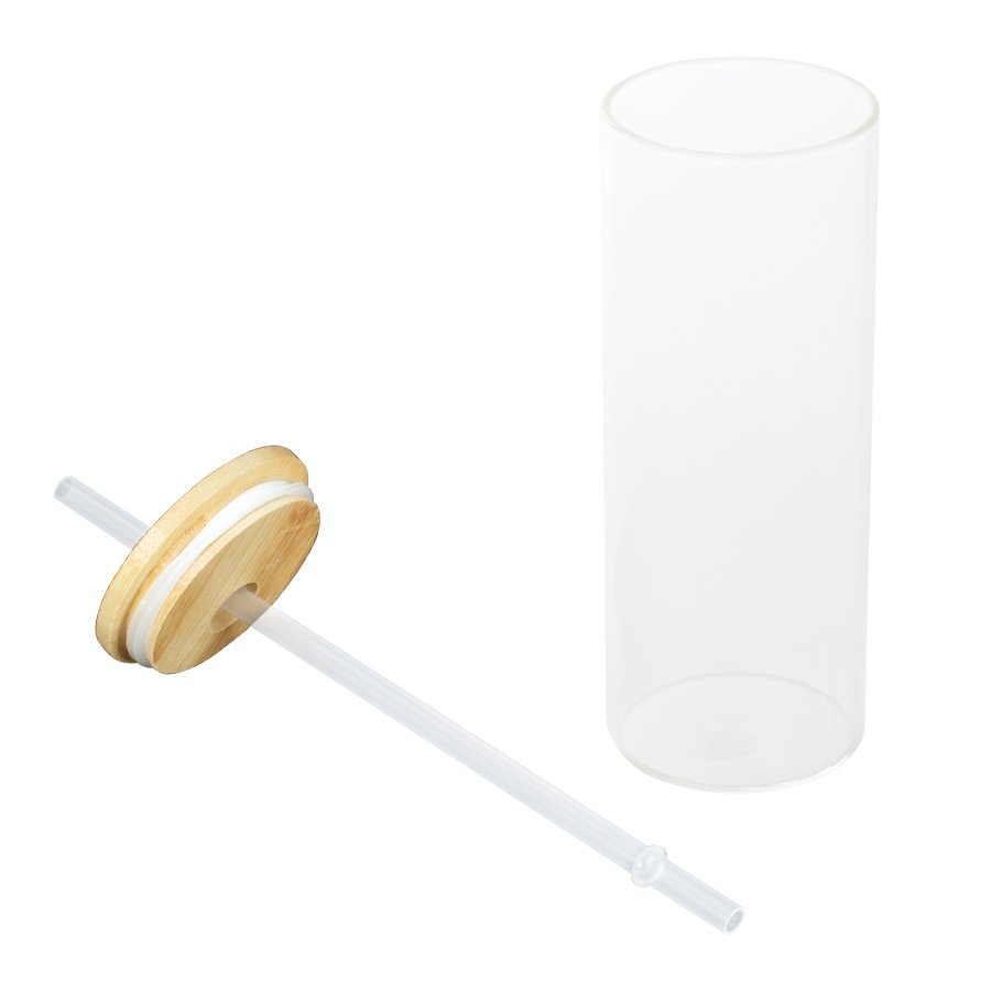 Botella Vidrio Borosilicato Sublimación, tapa Bamboo 500cc — foto 14