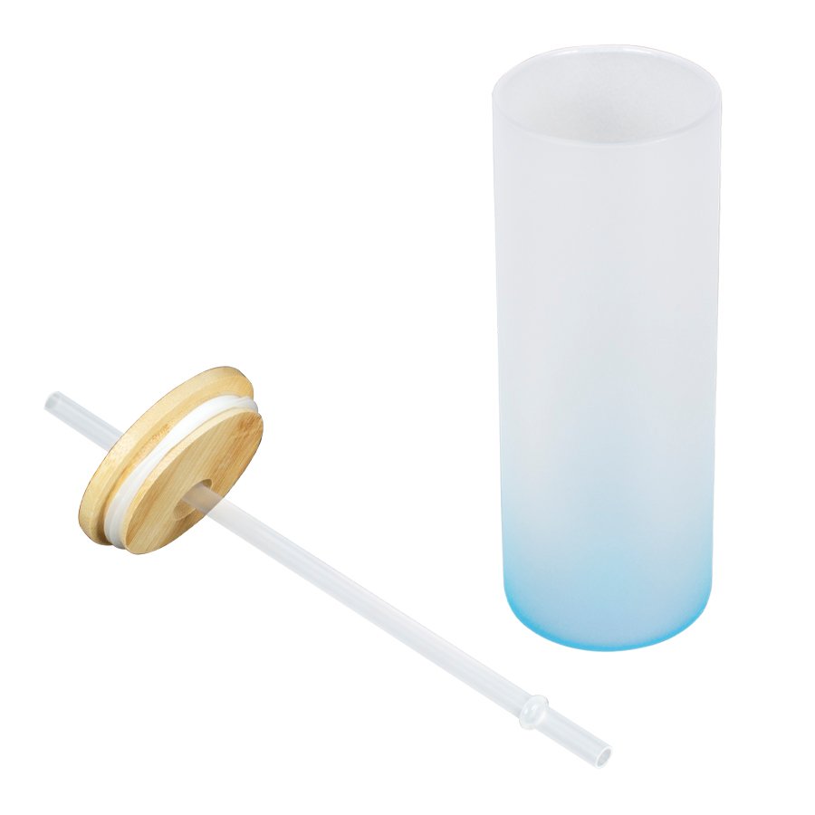 Botella Vidrio Borosilicato Sublimación, tapa Bamboo 500cc — foto 6