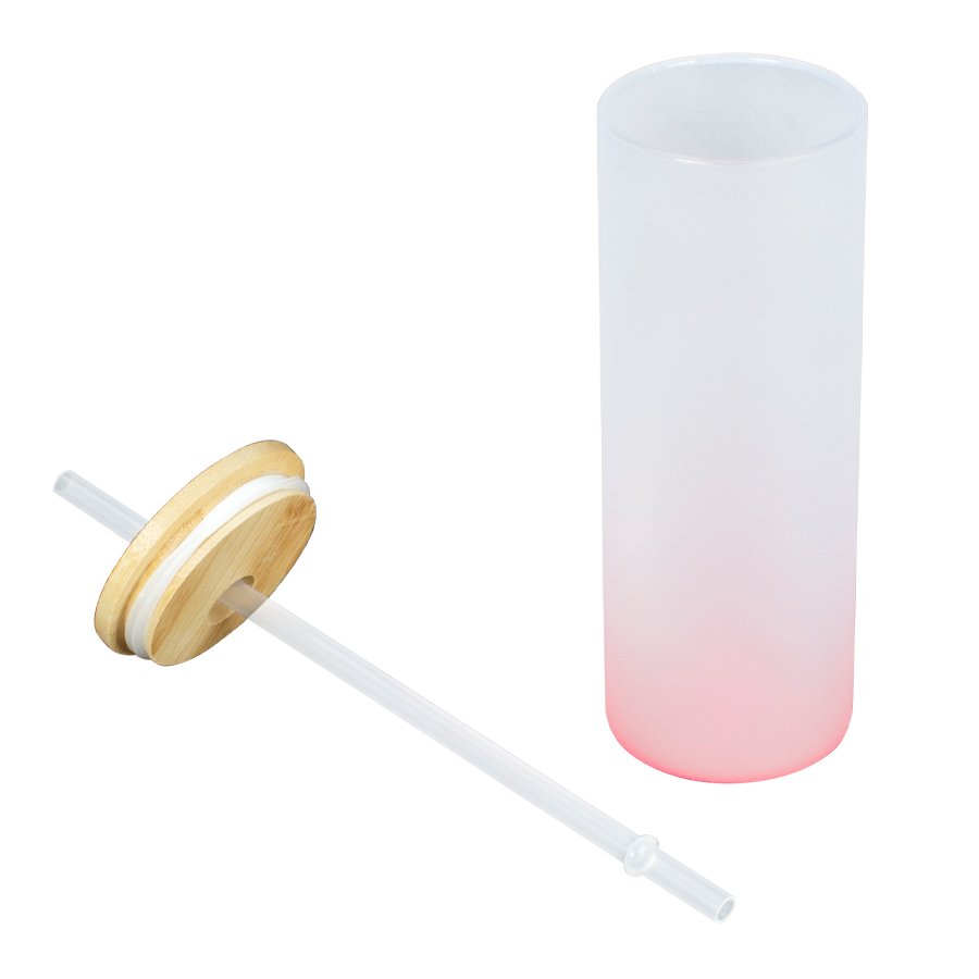 Botella Vidrio Borosilicato Sublimación, tapa Bamboo 500cc — foto 9