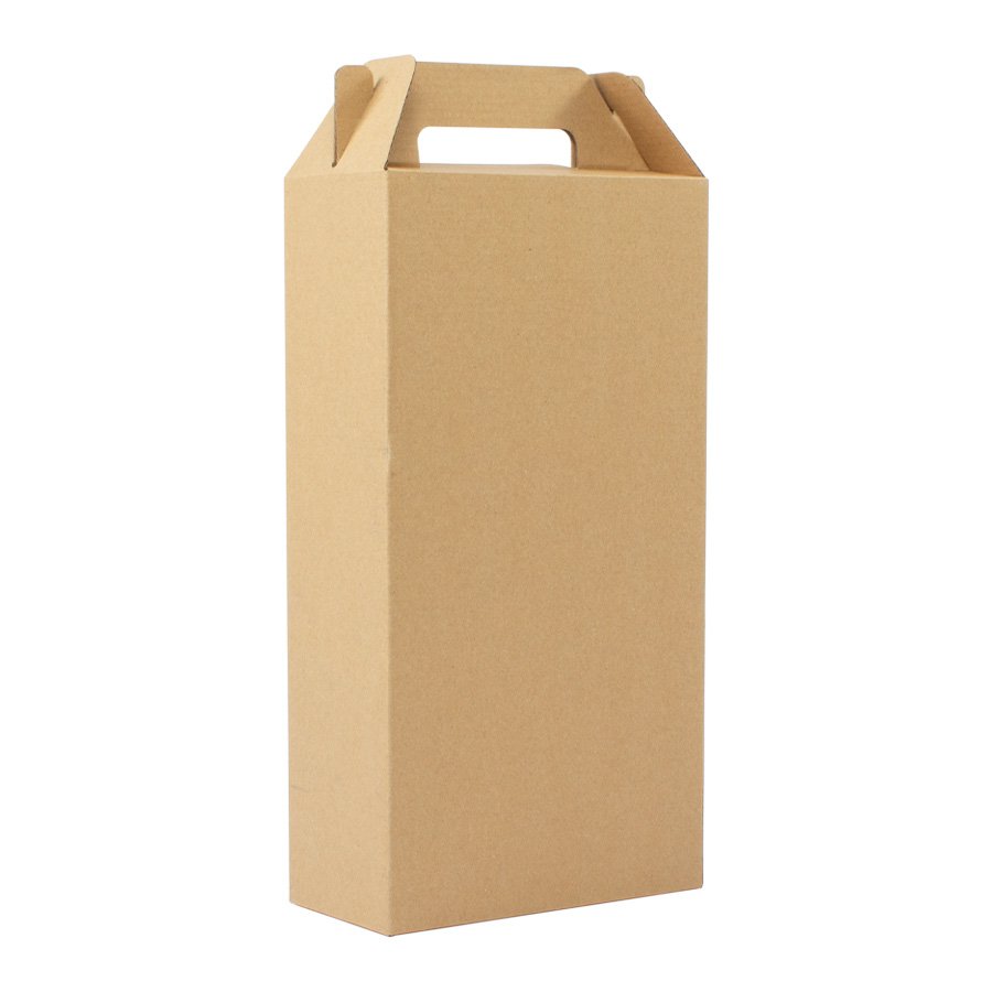 Caja autoarmable con asas, para 2 botellas de Vino — foto 2