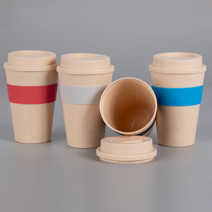 Mug Eco Cup "WHEAT STRAW" 355cc con banda silicona — foto 2