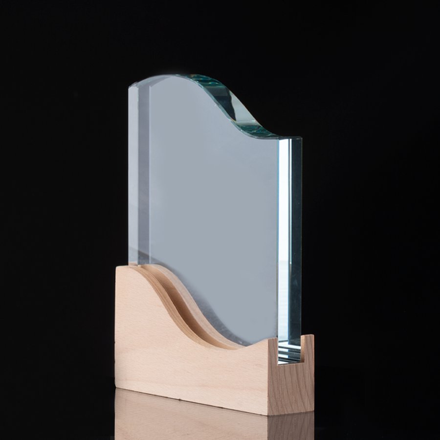 Trofeo Galvano de Madera y Cristal "Curve" — foto 3