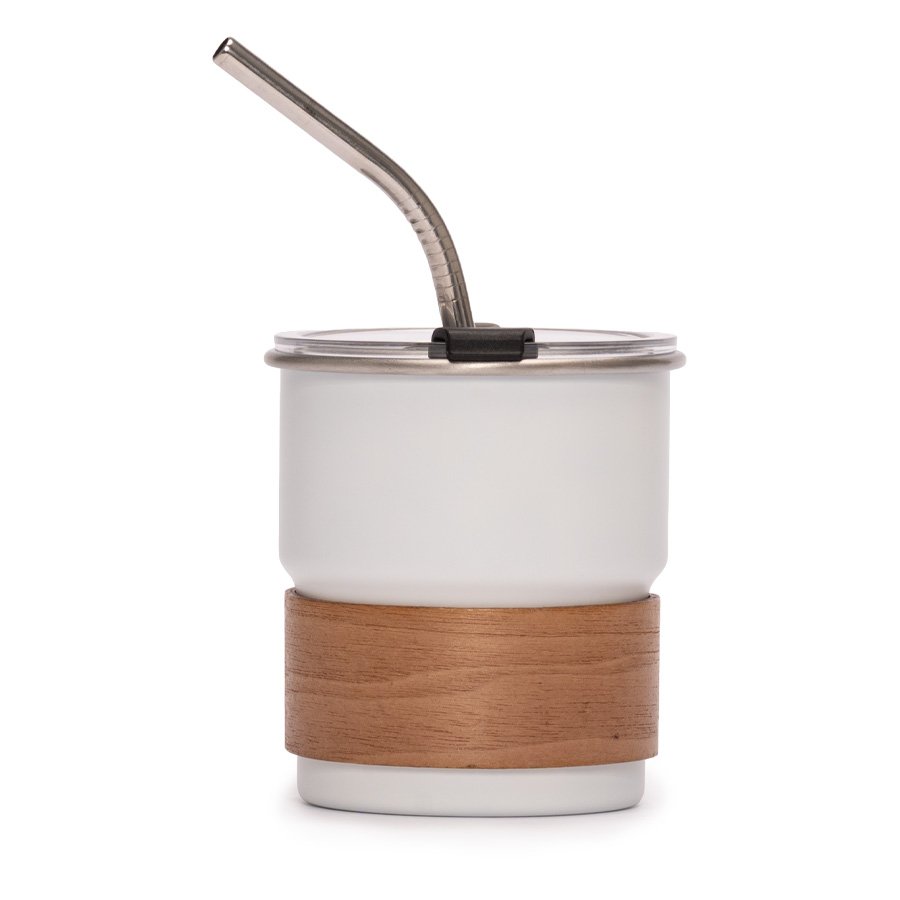 Vaso Térmico metálico "CAMP" 300cc. con Bombilla y Grip de Madera. — foto 2