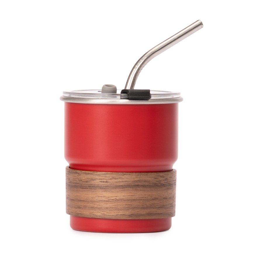 Vaso Térmico metálico "CAMP" 300cc. con Bombilla y Grip de Madera. — foto 3