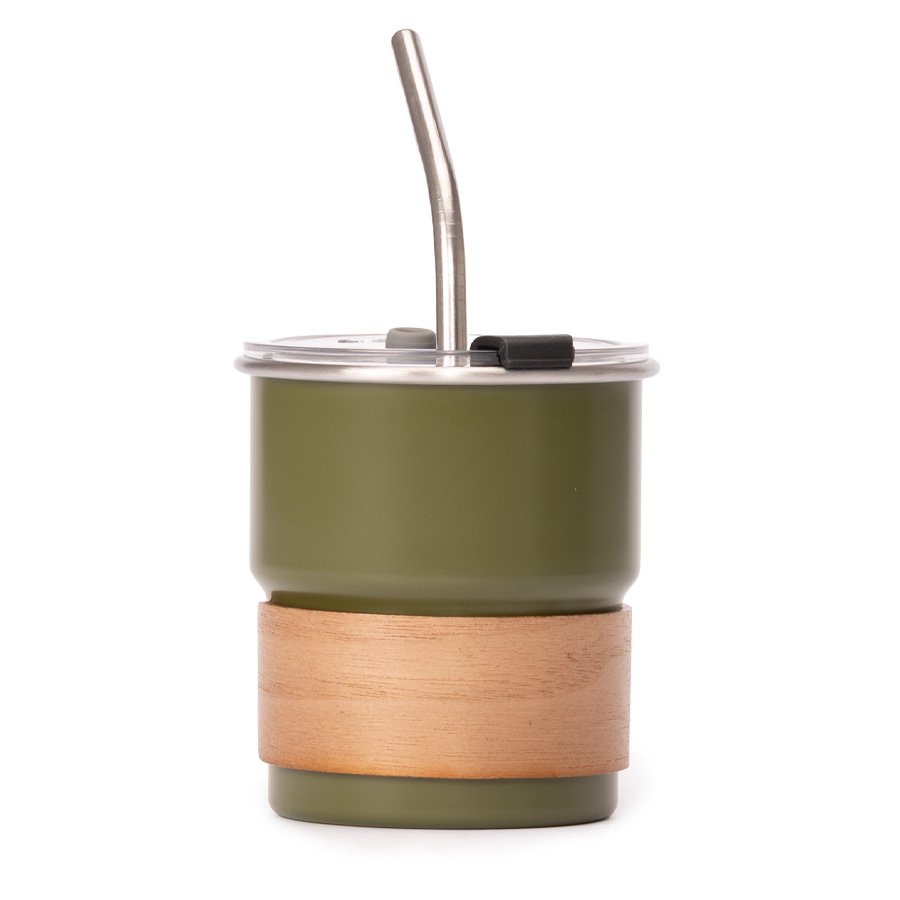 Vaso Térmico metálico "CAMP" 300cc. con Bombilla y Grip de Madera. — foto 4