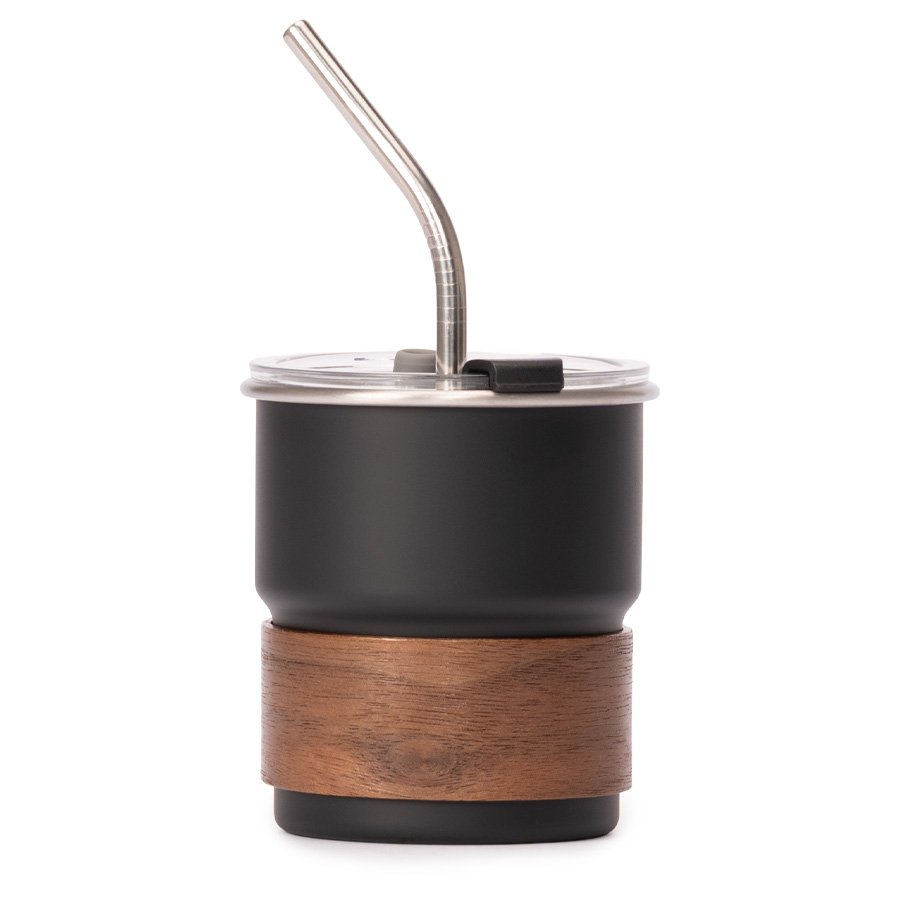 Vaso Térmico metálico "CAMP" 300cc. con Bombilla y Grip de Madera. — foto 5