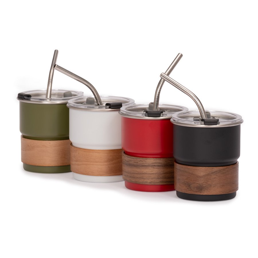 Vaso Térmico metálico "CAMP" 300cc. con Bombilla y Grip de Madera. — foto 7